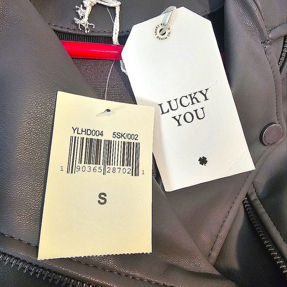 🔥Lucky Brand NWT Gray Vegan Leather Moto Asymmetrical Zipper Closure Jacket 🖤 - Picture 2 of 16